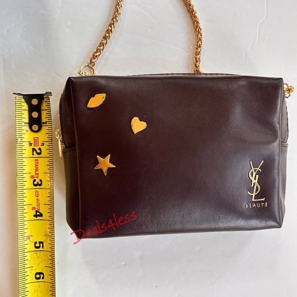 YSL Crossbody - Cosmetic Bag to Purse Beaded Logo Charm Designer Clutch New - Picture 11 of 11